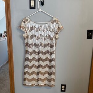 White House Black Market Gold and Silver Sequin Mini Dress